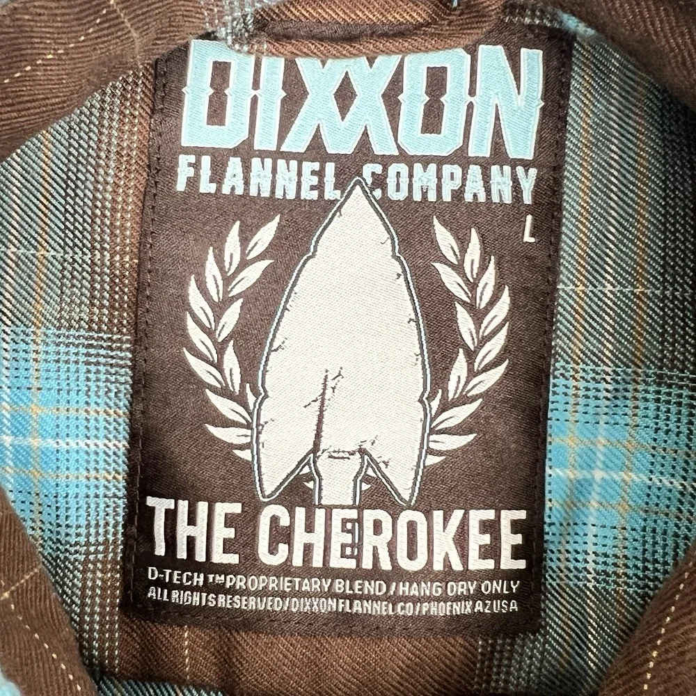 Dixxon Flannel Co The Cherokee L Large Pearl Snap Blue Brown Plaid Shirt